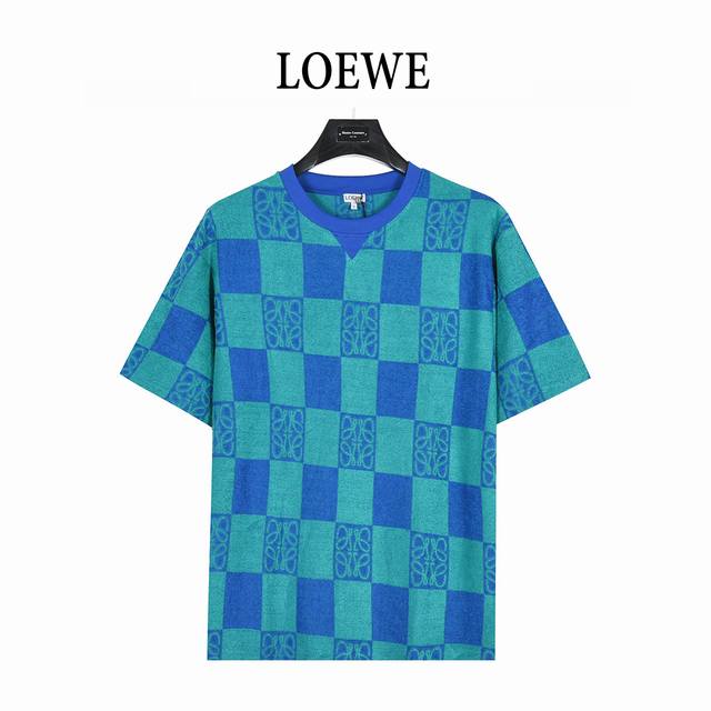 Loewe 25Ss Towel Checkerboard Contrast Color Totem Set Short Sleeve T-shirt The
