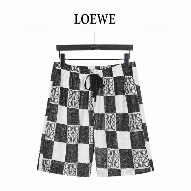 Loewe 25Ss Towel Checkerboard Contrast Color Totem Set Shorts The same Terry Che