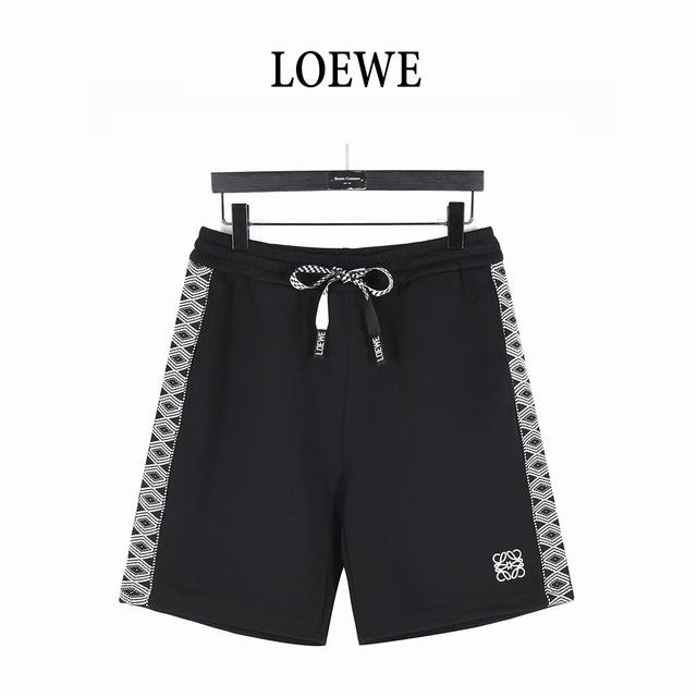 Loewe 25Ss ethnic style side color-blocking ribbon jacquard shorts uses imported