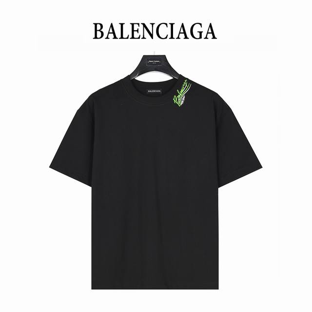 Balenciaga 25Ss Double B Coke Logo Multi-Logo Flocking Printed Short Sleeve T-sh