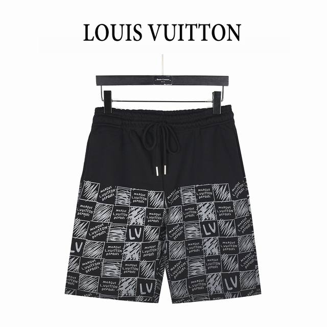Louis Vuitton 25Ss full-print checkerboard logo digital direct-spray shorts are