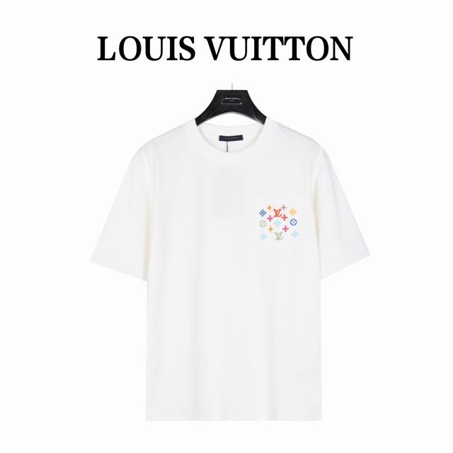 Louis Vuitton short-sleeved T-shirt with colorful embroidery on pockets and colo