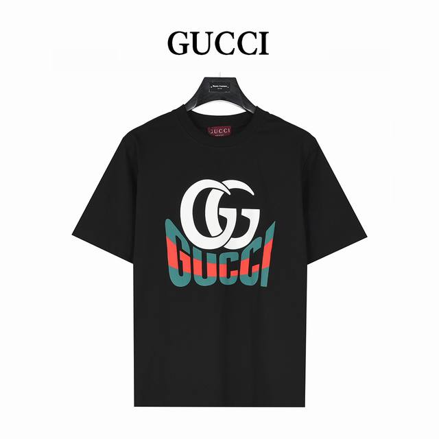 Gucci 25Ss short-sleeved T-shirt with double G print and Gucci red and green foa