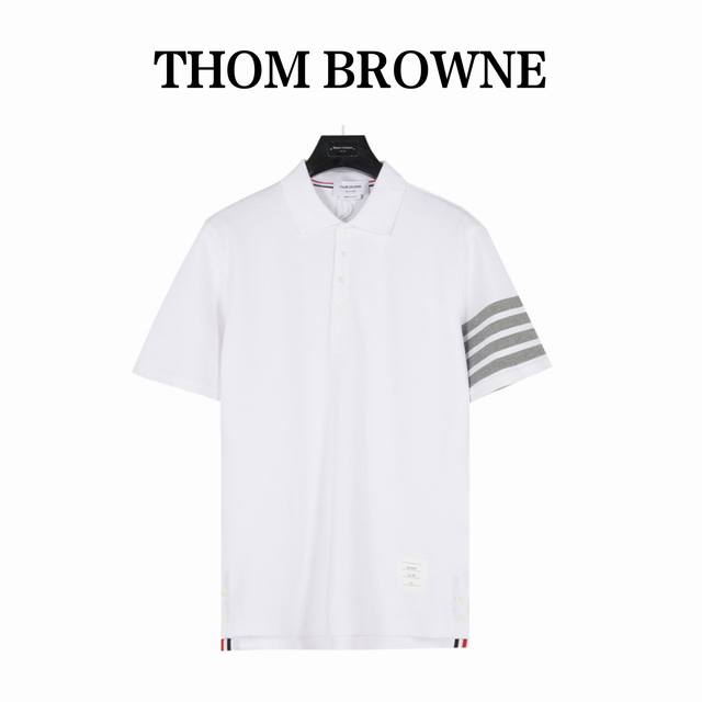 Thombrowne Basic short-sleeved polo shirt with ribbon. Double-sided pique fabric