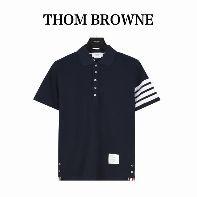 Thombrowne Basic short-sleeved polo shirt with ribbon. Double-sided pique fabric