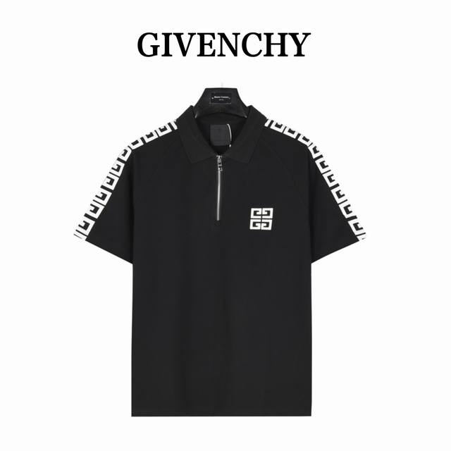 Givenchy Short-sleeved Polo Shirt with Half-zippered Chest and Four-square Logo