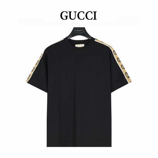 Gucci shoulder side double G ribbon short-sleeved T-shirt Summer channel limited