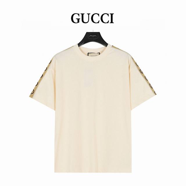 Gucci shoulder side double G ribbon short-sleeved T-shirt Summer channel limited