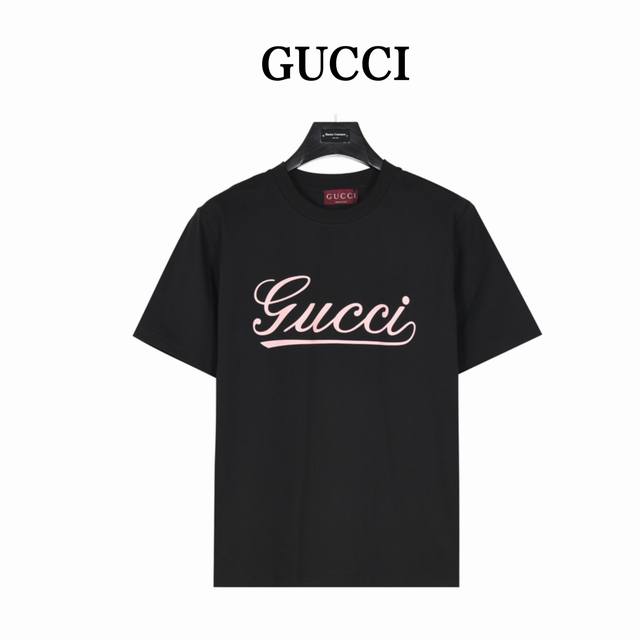 Gucci Pink Letter Short Sleeve T-shirt Summer channel limited new model, simple