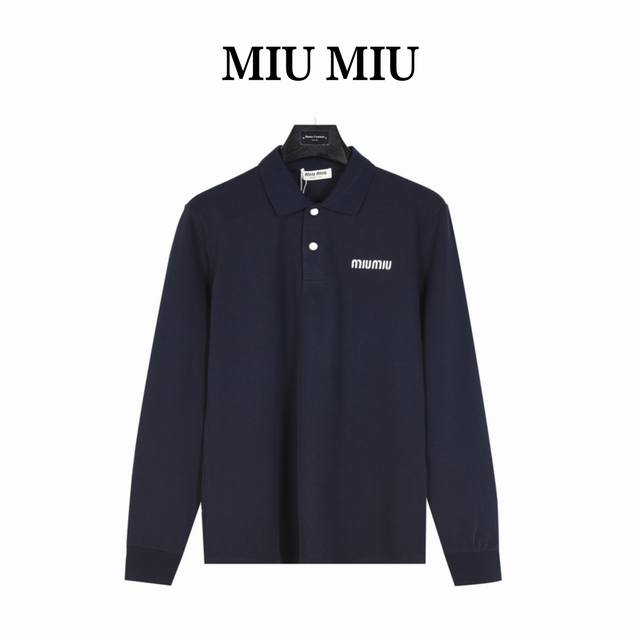 Miumiu Miu Miu Mm classic small logo embroidered long-sleeved Polo shirt is made