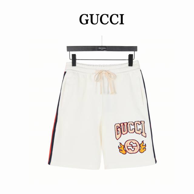 Gucci flame logo towel embroidered letter shorts A new aesthetic inspiration and