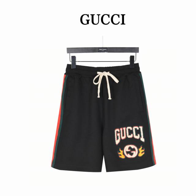 Gucci flame logo towel embroidered letter shorts A new aesthetic inspiration and