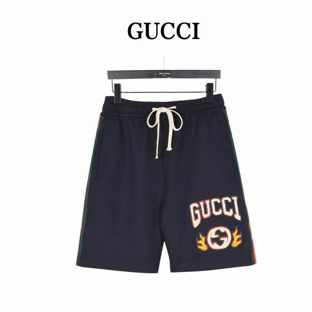 Gucci flame logo towel embroidered letter shorts A new aesthetic inspiration and