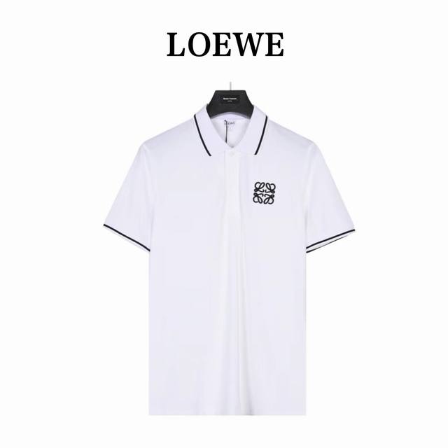 Loewe short-sleeved polo shirt with embroidered logo on the chest is made of cot
