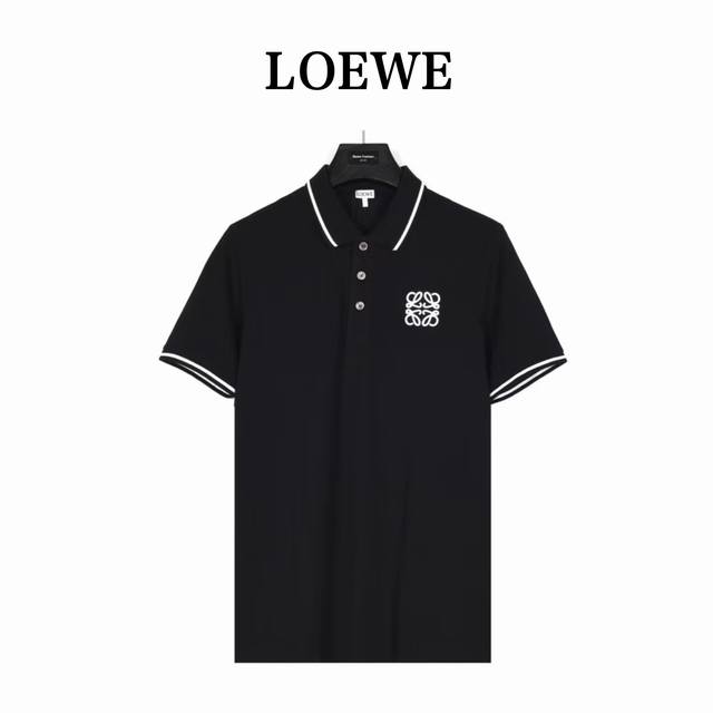 Loewe short-sleeved polo shirt with embroidered logo on the chest is made of cot