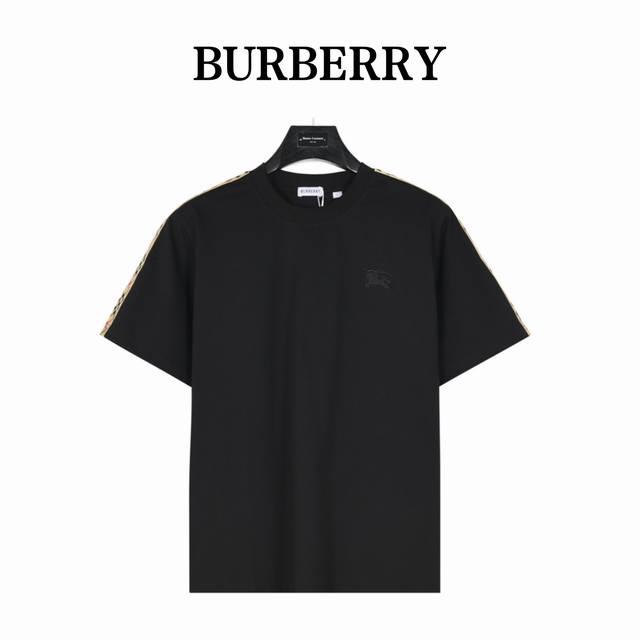 Burberry shoulder splicing cross plaid short sleeves Added DuPont's Sorona mater