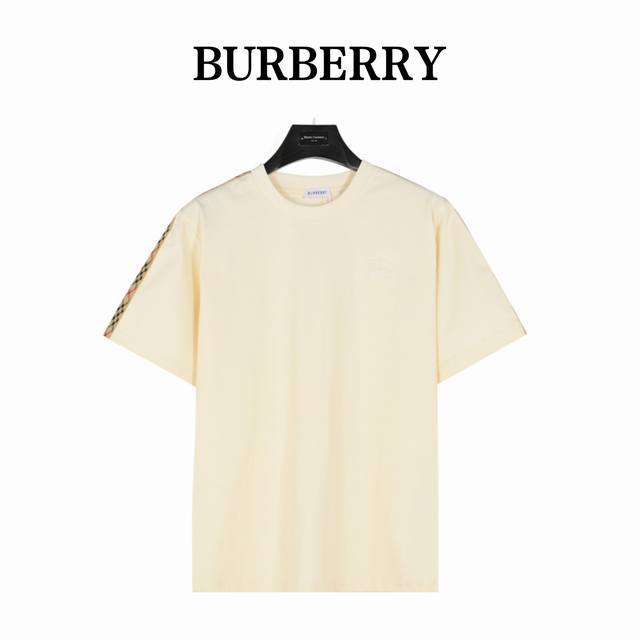 Burberry shoulder splicing cross plaid short sleeves Added DuPont's Sorona mater