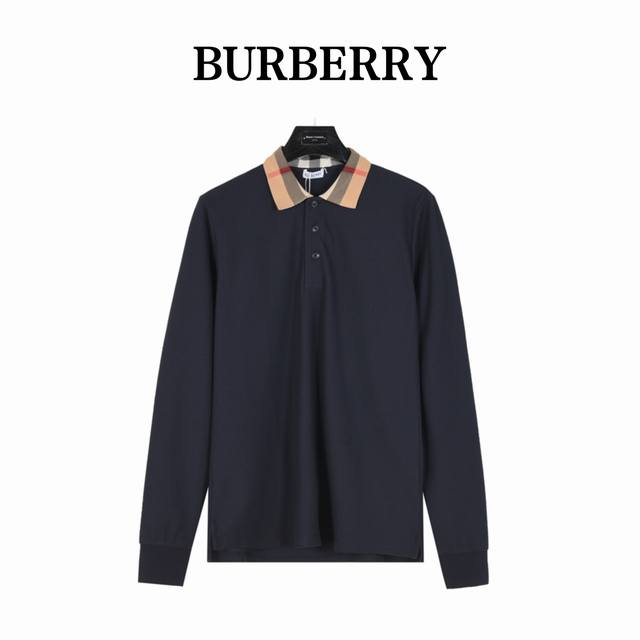 Burberry plaid lapel long-sleeved Polo shirt is made of custom fabric. Adding Du