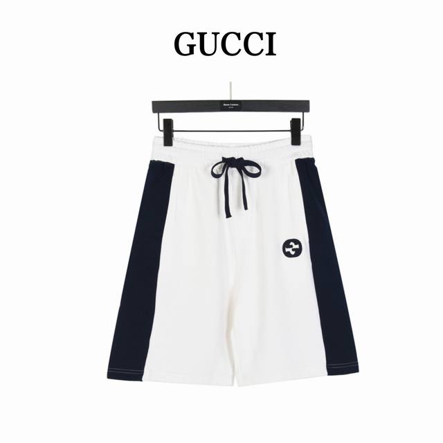 Gucci stitching inlaid double G embroidered shorts The upper body can be matched