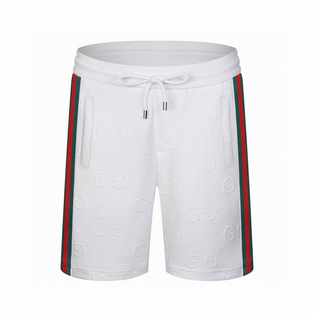 Gucci summer new jacquard letter stitching red and green ribbon casual shorts cu