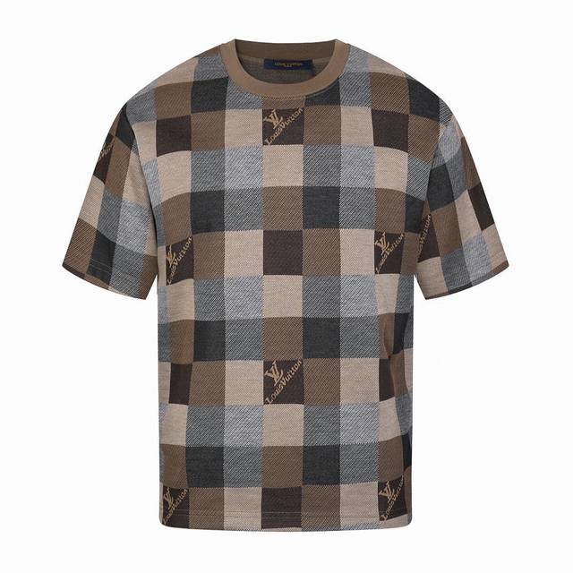 Louis Vuitton Summer new classic checkerboard round neck short-sleeved T-shirt i