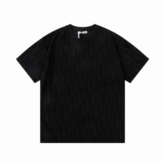 Dior Cd letter dark jacquard short-sleeved T-shirt The logo is refined and upgra