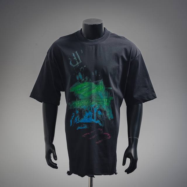 Balenciaga Blcg25Ss hand-washed cut. Phantom graffiti short-sleeved T-shirt Impo