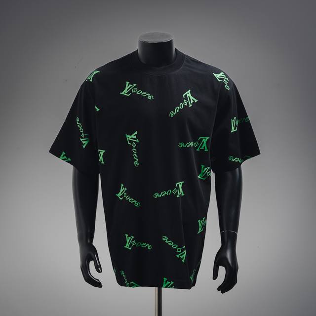 Louis Vuitton 2025Ss green full-print logo short-sleeved T-shirt, Customized exc