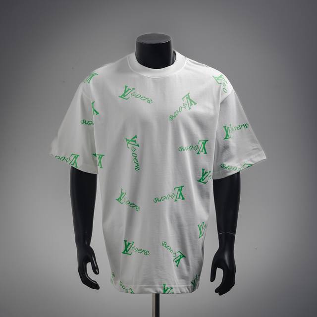 Louis Vuitton 2025Ss green full-print logo short-sleeved T-shirt, Customized exc