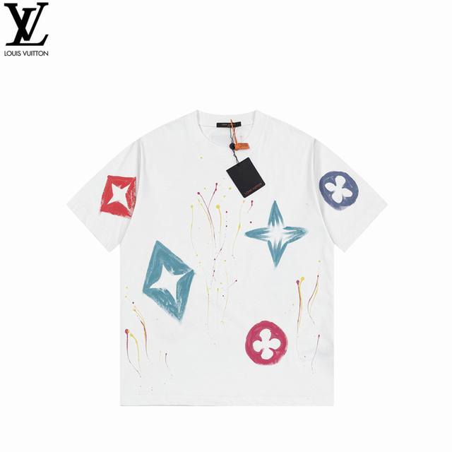 Louis Vuitton graffiti paint splash print short sleeves The fabric is made of 32