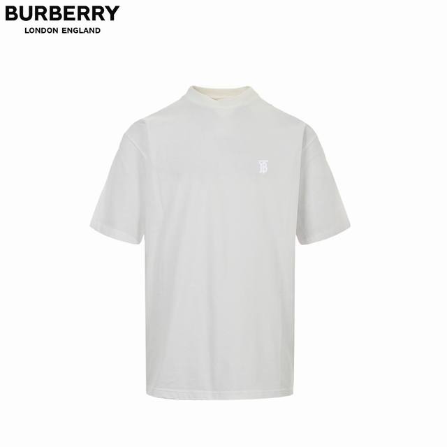 Burberry 25 Ss dark pattern same color small label short sleeves Pure cotton fab