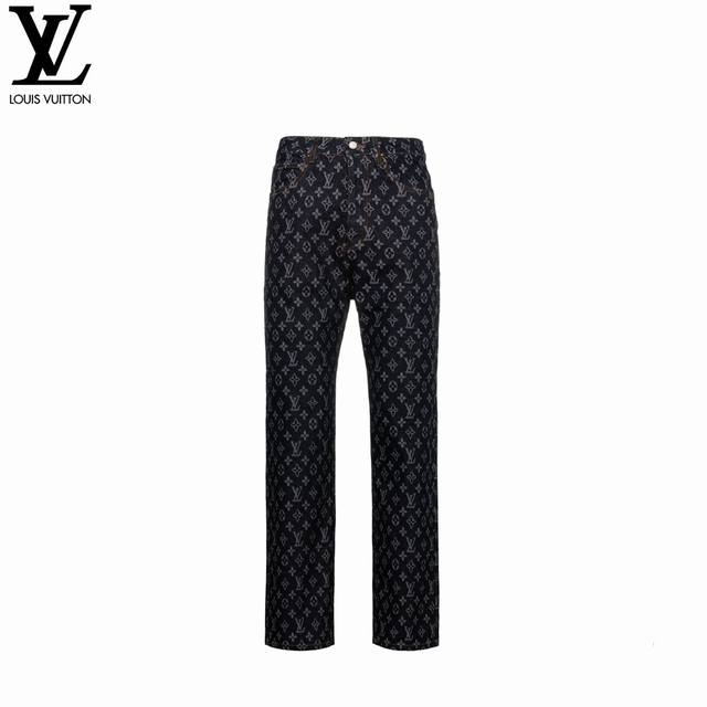 Louis Vuitton 24Ss co-branded full-print jeans The letters are highly clear, ori