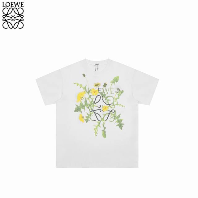 Loewe 25Ss floral print embroidered logo short-sleeved T-shirt No need for the s
