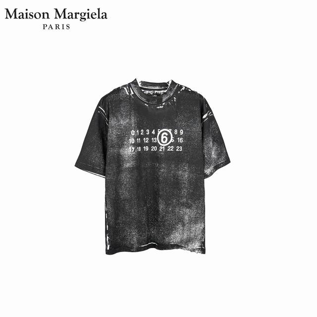 Maison Martin Margiela 25Ss printed front and back black and white short-sleeved