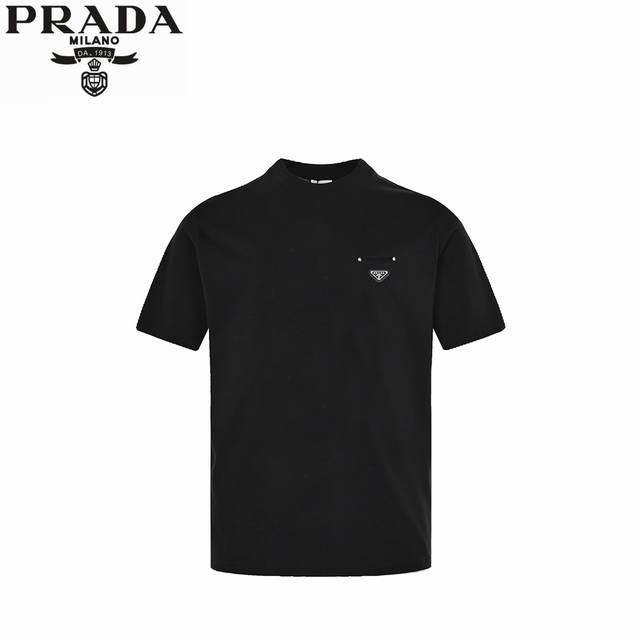 Prada 25Ss rivet triangle logo short sleeves Customized fabrics, printed accesso