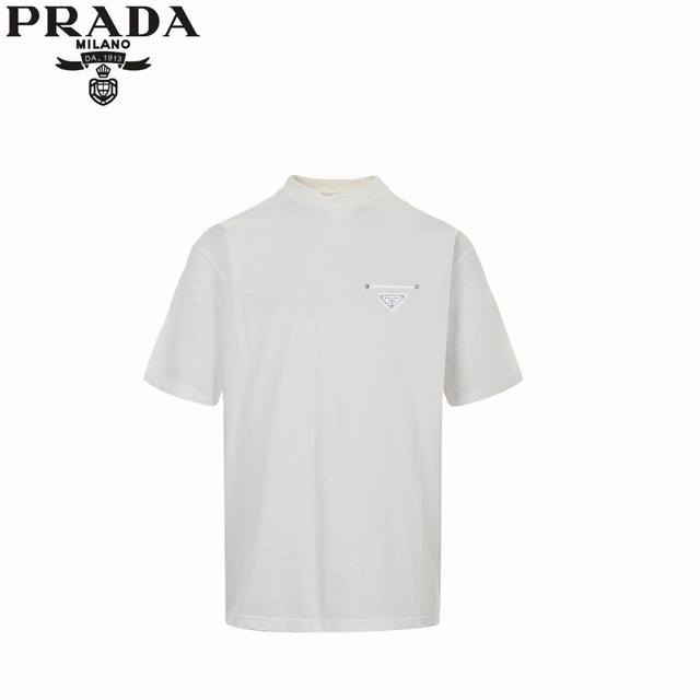 Prada 25Ss rivet triangle logo short sleeves Customized fabrics, printed accesso