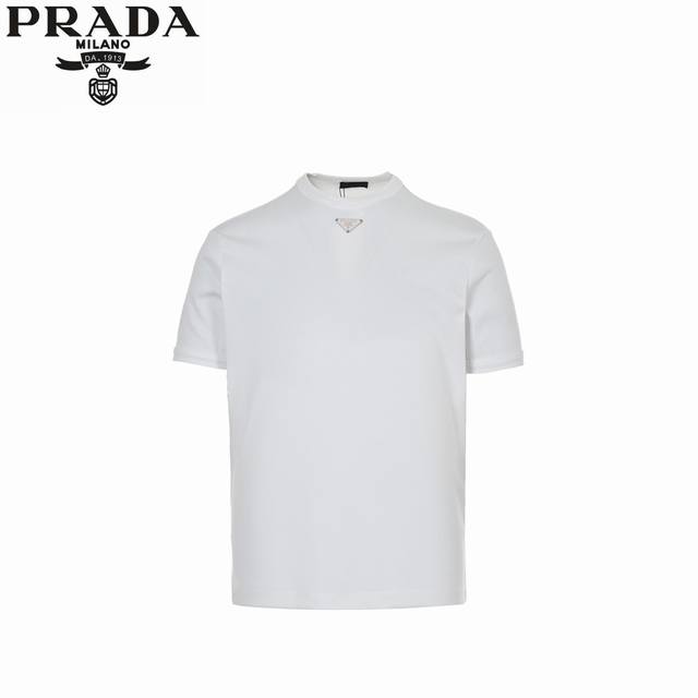 Prada 25Ss short sleeve with triangle logo on collar Made of 230g double-sided f