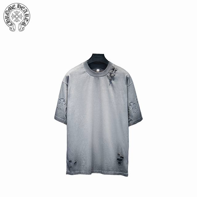 Chrome Hearts 25Ss ripped short-sleeved T-shirt is made of 32-count double yarn