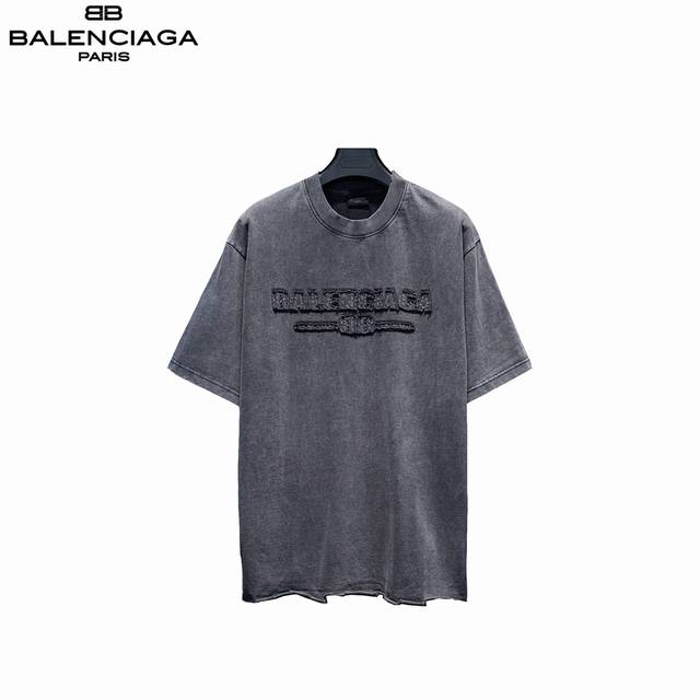 Balenciaga 25Ss Towel Pattern Letter Short Sleeve T-shirt The fabric is woven by