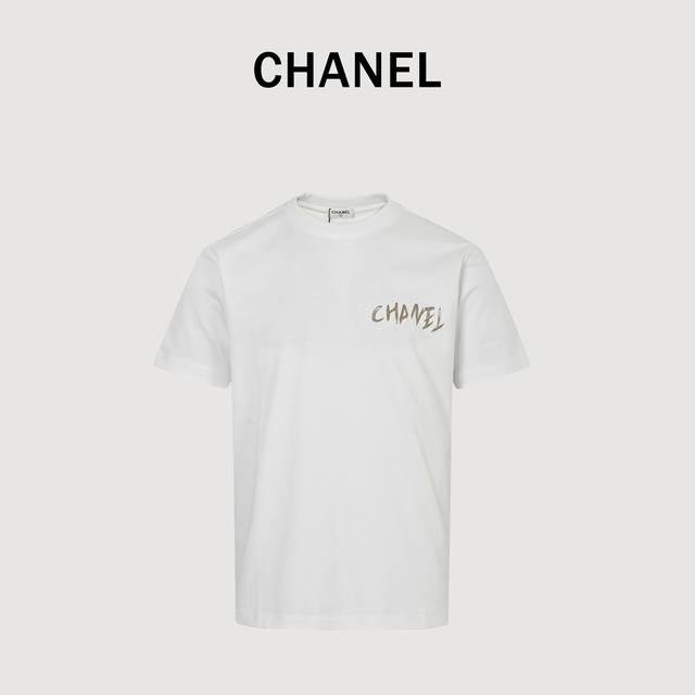 Chanel hand-painted flower print short-sleeved T-shirt Custom-made fabrics, prin