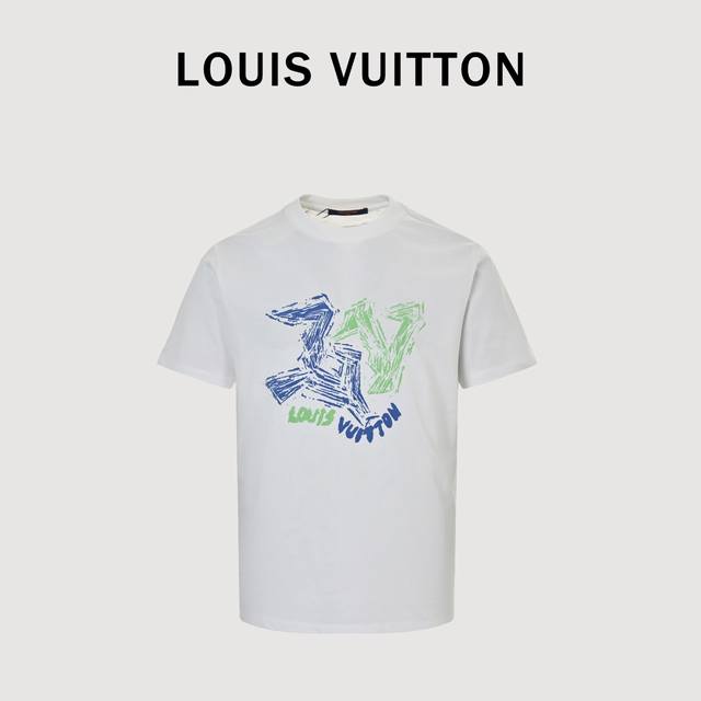 Louis Vuitton Lv letter print short-sleeved T-shirt Custom-made fabrics, printin