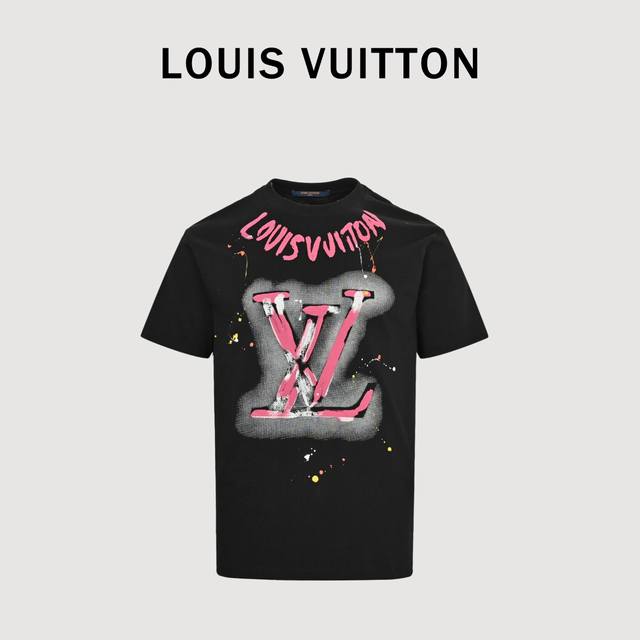 Louisvuitton 25Ss Graffiti Logo Printed Short Sleeve T-shirt The simple and loos