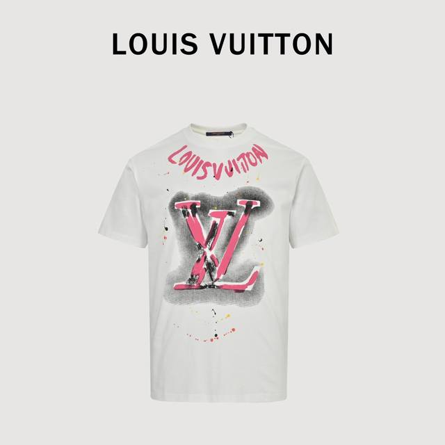 Louisvuitton 25Ss Graffiti Logo Printed Short Sleeve T-shirt The simple and loos