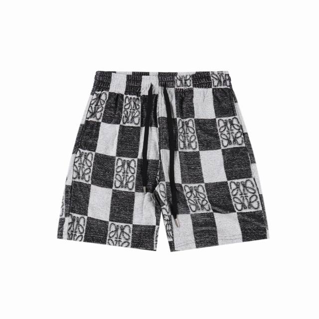 Loewe 25Ss Towel Checkerboard Contrast Color Totem Set Shorts The same Terry Che