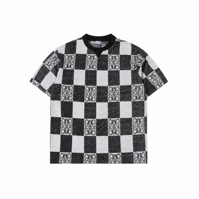 Loewe 25Ss Towel Checkerboard Contrast Color Totem Set Short Sleeve T-shirt The