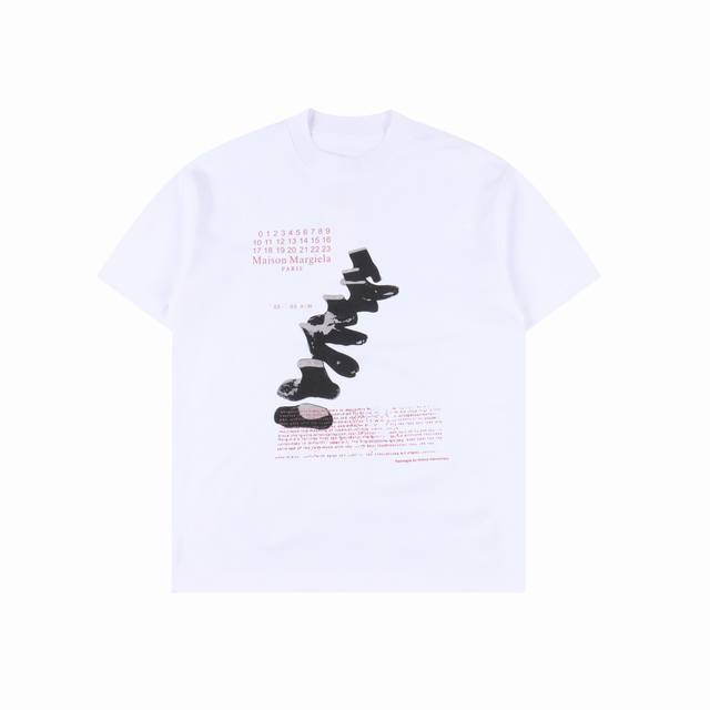 Maison Margiela 25Ss boot print short-sleeved T-shirt The fabric is custom-woven