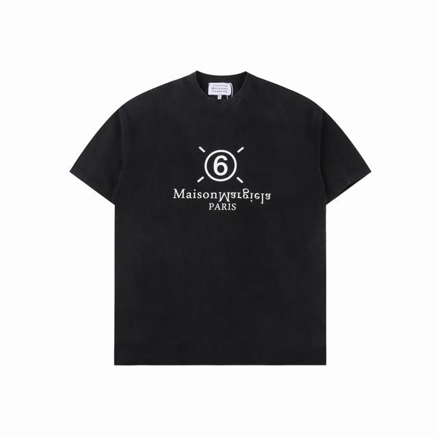Maison Margiela 25Ss washed letter short-sleeved T-shirt The fabric is custom-wo