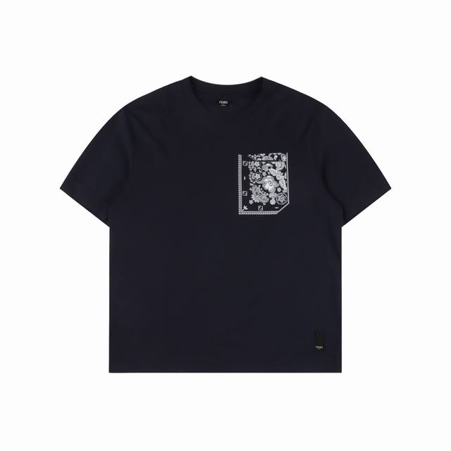 Fendi Fd Coral Flower Pocket Short Sleeve T-shirt It is woven with high-count lo