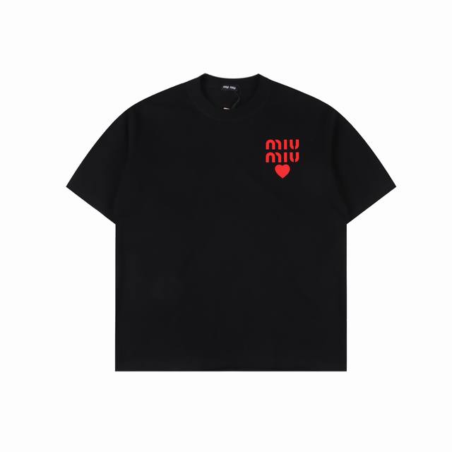 Miumiu 25Ss Heart Short Sleeve T-shirt The fabric is made of customized 240G 26-