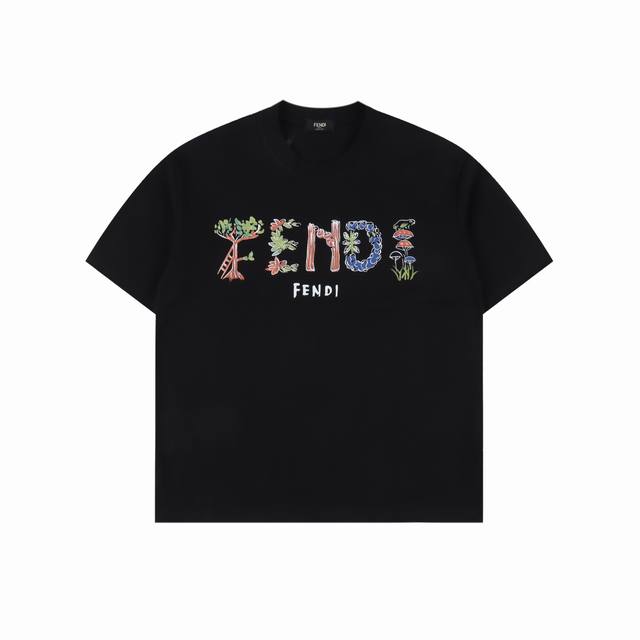 Fendi 25Ss floral short-sleeved T-shirt The fabric is made of customized 240G 26